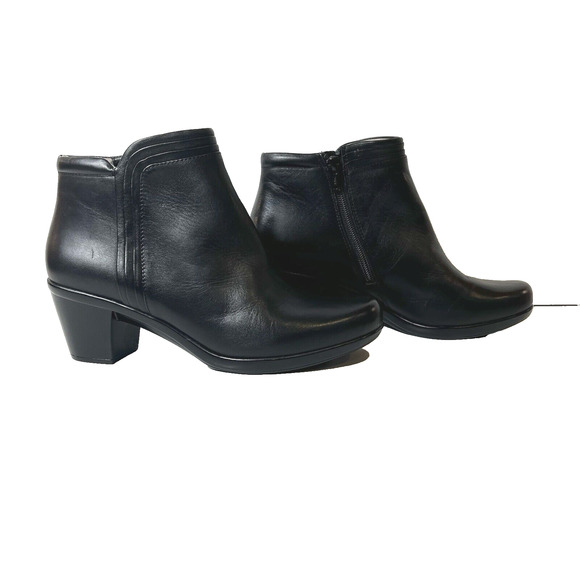 Naturalizer N5 Comfort Heel Ankle Boots Womens Sz 9M Black Leather Zip Up Casual - Picture 3 of 11